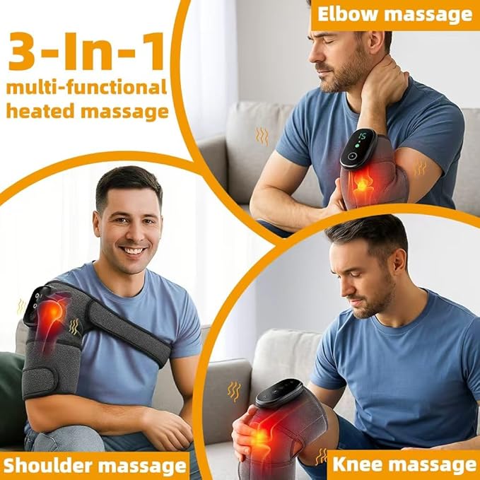 Knee Shoulder Massager for Pain Relief and Circulation,Cordless Shoulder Heating Pad with Vibration Massage for Arthritis, Muscle Aches in Shoulders, Elbows, Knees (1Pc)