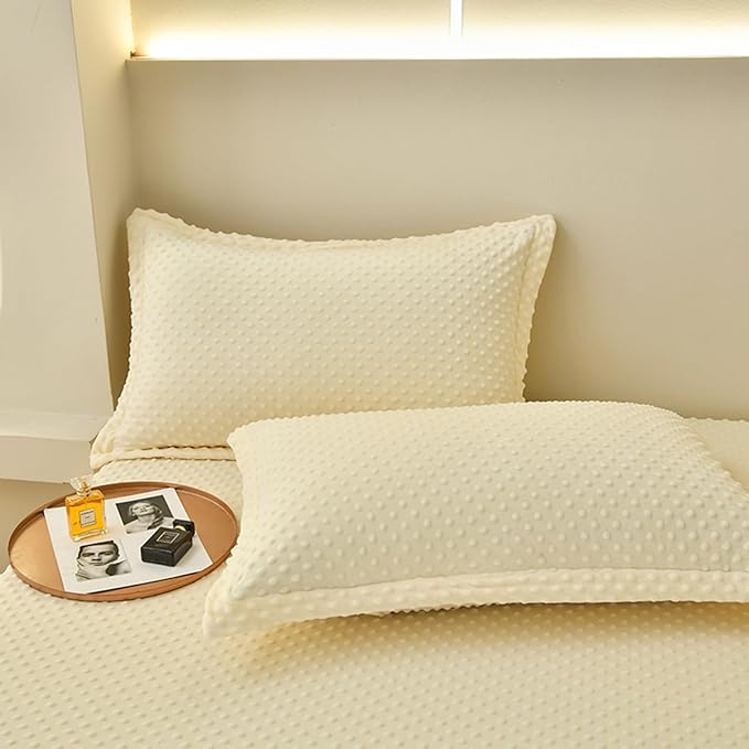 ZIQINPSQ Coral Velvet Fitted Sheet-Thickened Cold-Resistant and Warm Bed Sheets-Soft Velvet Fleece Fitted Sheets with-Elastic All Around. (Beige, King)