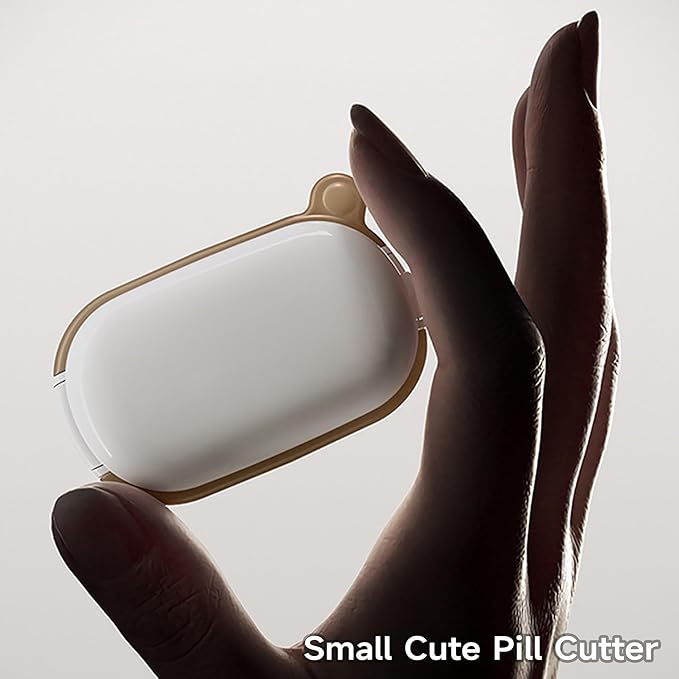 MURRI&MURRDI Small Pill Cutter, Pill Splitter Pill Cutter for Small or Large Pills, Portable Medicine Cutter for Pocket Purse Pill Holder Cutter for Vitamins, Tablets, Medications (A Caramel)