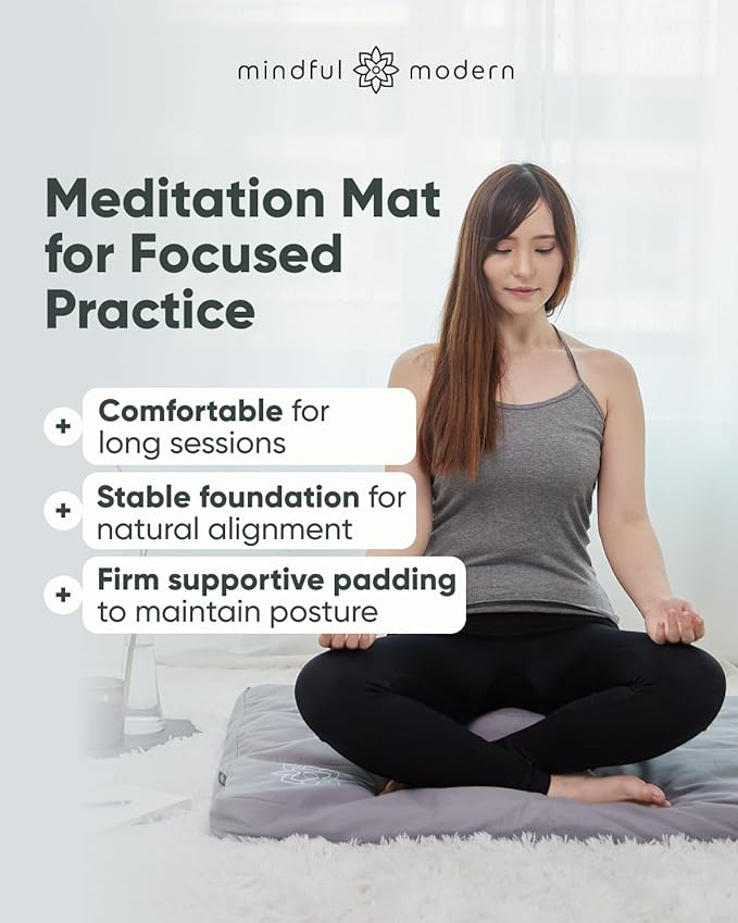 Mindful & Modern Zabuton Meditation Mat - Cotton Filled Yoga and Meditation Pad - Zabuton Meditation Cushion for Kneeling and Sitting Support - Large Rectangular Sitting Floor Pillow for Bench or Zafu