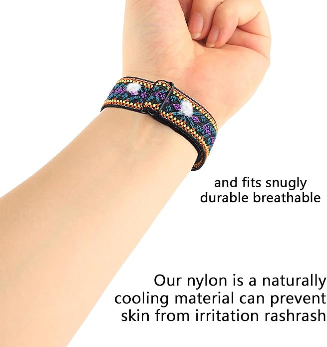 Adjustable Elastic Nylon Bands Compatible with Fitbit Alta and Alta HR Fitness Tracker, 2 Pack Braided Stretchy Wristband Accessory Bracelet Watch Strap Sport Replacement Band for Women Men