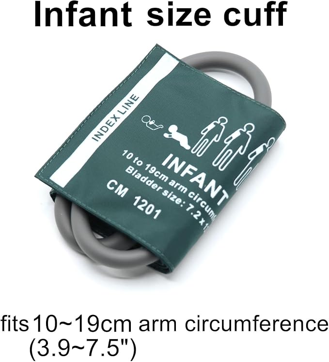 Nylon Blood Pressure Cuff with Single Tube for Infant 10-19 cm, Reusable NIBP Replacement Cuff with Inner Airbag for NIBP Monitor Machine, No BP Connector