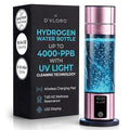 Wellness Frequency Hydrogen Bottle - Up to 4000+ PPB with UV Light Cleaning Technology and Wireless Charging Pad - Electric Water Bottle - Featuring 10 OZ Portable Capacity - SPE PEM Tech