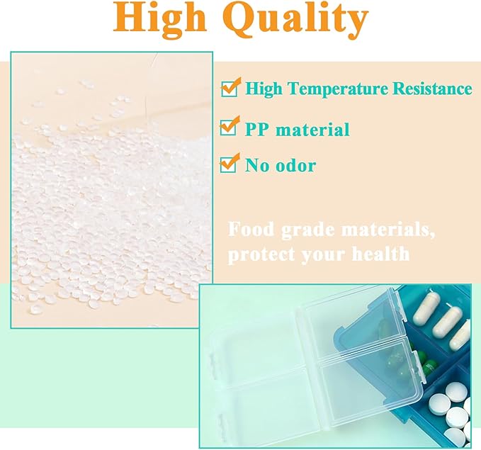 Weekly Travel Pill Organizer Box, 8 Compartments Small Fold Medicine Case Holder, Daily AM PM Morning Night Pocket Travel Capsule Dispenser for Vitamin, Fish Oil, Supplement, Tablet, Grey