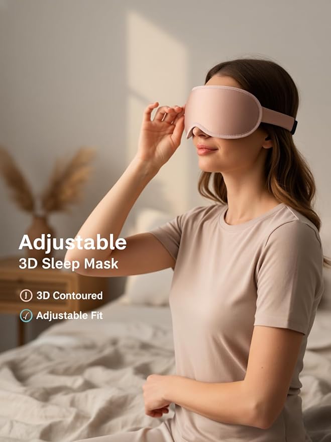Weighted Eye Mask for Sleeping 2 Pack - 3D Contoured Sleep Masks for Women Men, Blackout Eye Mask for Travel, Meditation, Airplane, Memory Foam, Adjustable Strap Purple Pink