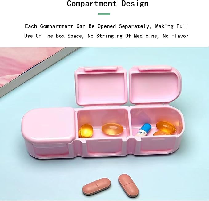 3 Pieces Pill Organizer, 3 Timer Daily Moisture Proof Pill Box Pocket Purse Portable Travel Vitamin Container Medicine Case
