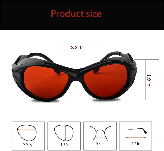 2-Pack OD6+ Laser Safety Goggles for 532nm & Blue Lasers - 180-532nm Wavelength Protection for 405nm, 445nm, 450nm, 473nm, Professional Glasses for Engraving Machines