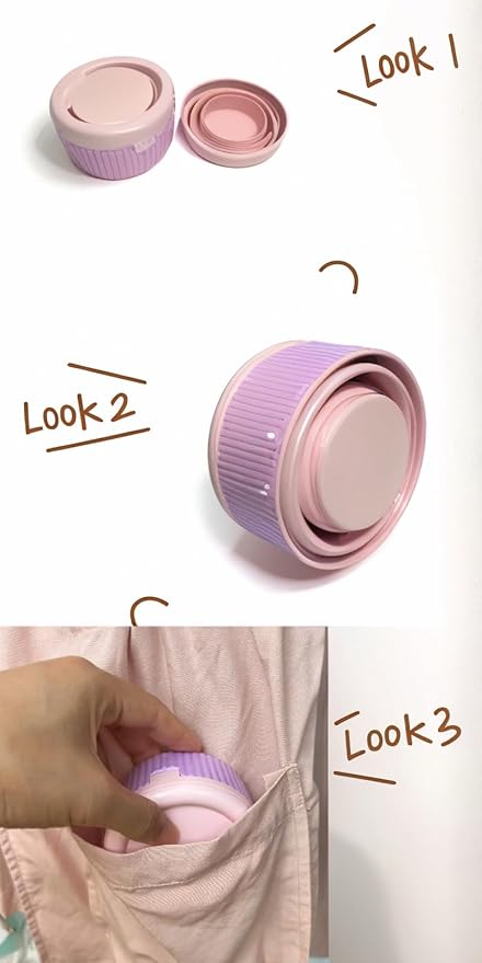 Pill Organizer, Travel Pill Organizer, Pill Storage with Foldable Water Cup，Daily Medicine Dispenser Box, Multifunctional Portable Travel Organizer for Supplements, 3.4x3.4x1.8inches
