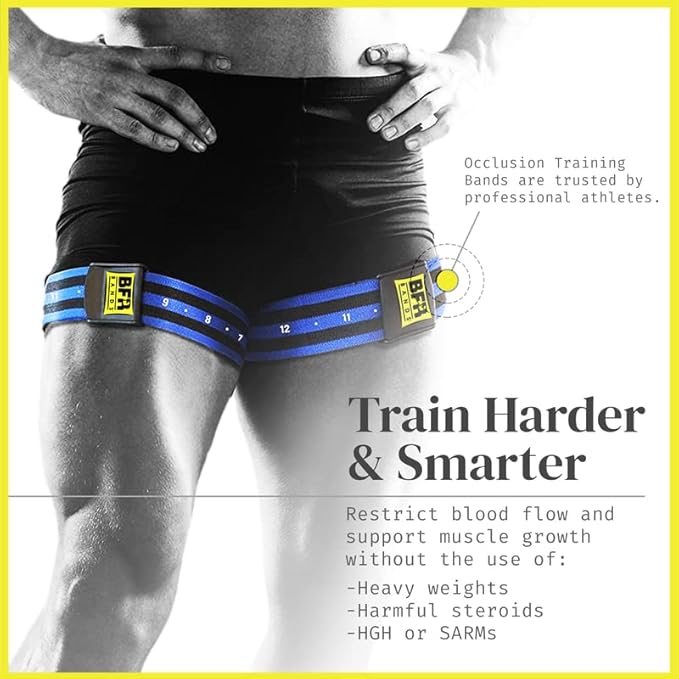 PRO Blood Flow Restriction Bands for Arms, Legs & Glutes Occlusion Training, Help Gain Muscle Without Heavy Weight Lifting, Quick-Release Strong Elastic Strap for Men & Women