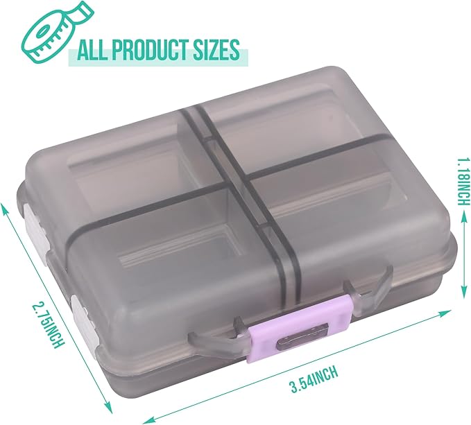 Travel Pill Organizer Small 8 Grid Compartments Pill Holder Box - Portable Medicine Container Case - Daily Weekly Medication Organizer