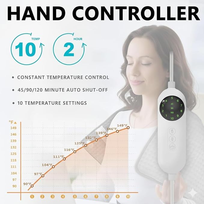Extra Large Heating Pad for Back Pain Relief, 20x40 Inches, Full Body Heating Pad for Shoulder and Neck, with 10 Temp Levels | 3 Auto-Off Timers | Dry/Moist Heat Therapy - Gifts for Women Men