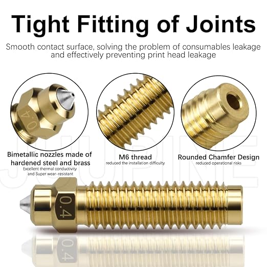 for ELEGOO Centauri Carbon Hotend Bimetallic Hardened Steel Brass Nozzle Kit, Can Replace 5 0.4mm Bimetallic Nozzles, Brass Has Strong Thermal Conductivity & Hardened Steel is Super Wear-Resistant