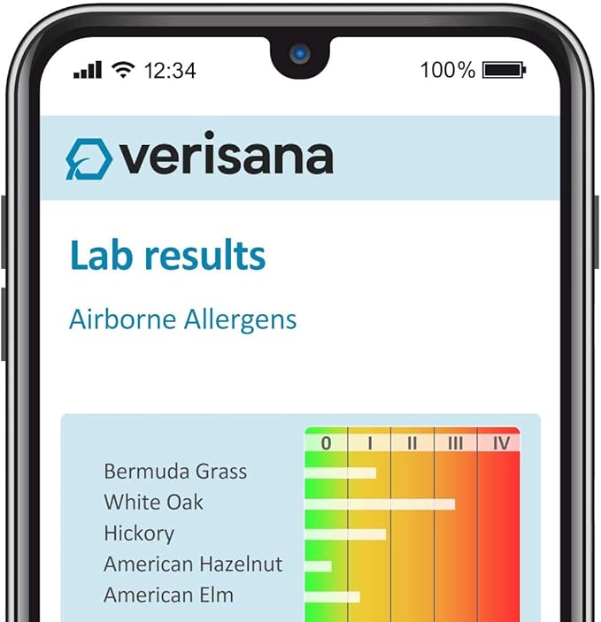 Indoor & Outdoor Allergy Test – 48 Airborne Allergens – Spores & Pollens Home-to-Lab Screening – Ages 18+ – Verisana