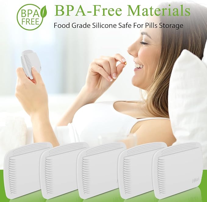 2 Pieces Pill Organizer Reusable Pocket Pill Case Portable Open Pill Pouch Silicone Small Pill Box Pill Container Pill Holder Pill Bags Organizing Medication, Vitamins, and Tablets for Travel (White)