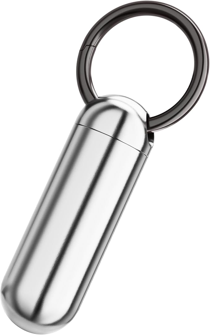 Tiny Portable Titanium Keychain Pill Case - Waterproof, Pocket Pill Organizer With 1 Compartment, Travel Bottle