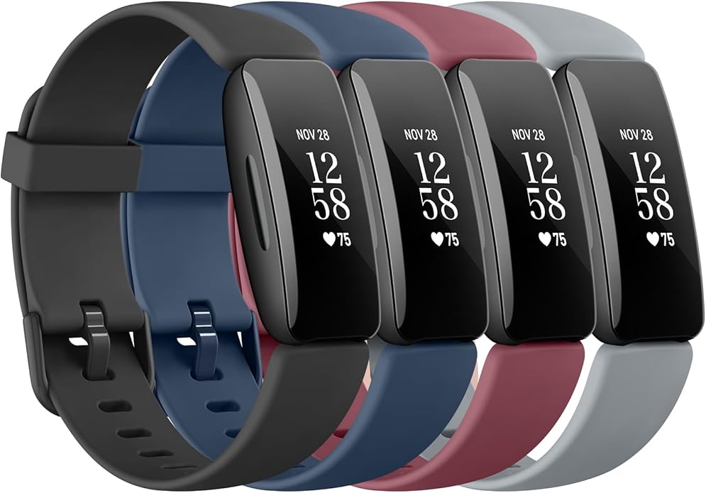 4 Pack Bands Compatible with Fitbit Inspire 2 Bands for Women Men, Adjustable Replacement Sport Wristbands Straps for Fitbit Inspire 2 / Ace 3