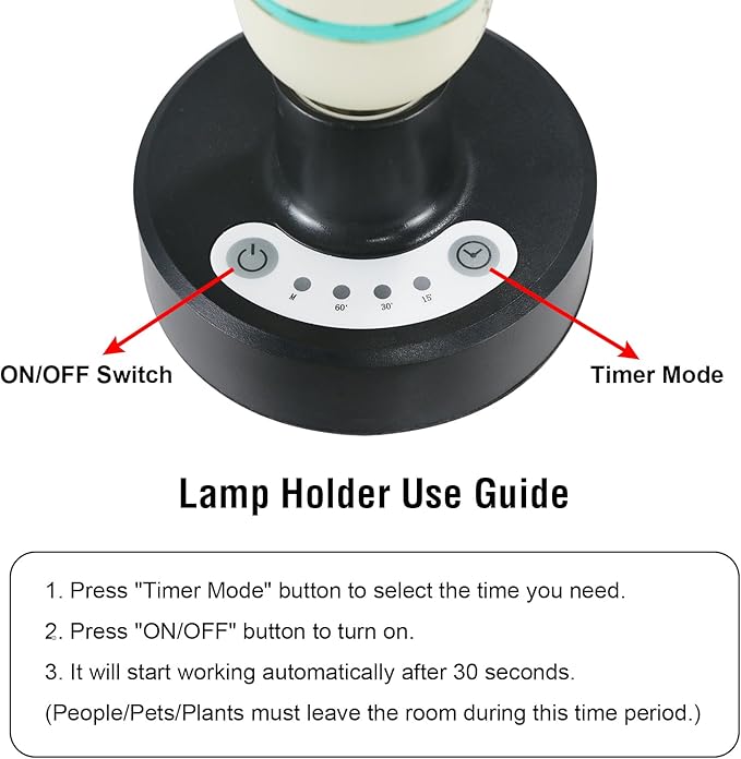 36W UV C Sanitizer Light，99.99% Sanitization with 254nm Wavelength, 3-Level Timer, E26 Base for Home, Basement, Storehouse, Car, Ozone Free UV C Lamp(110V)