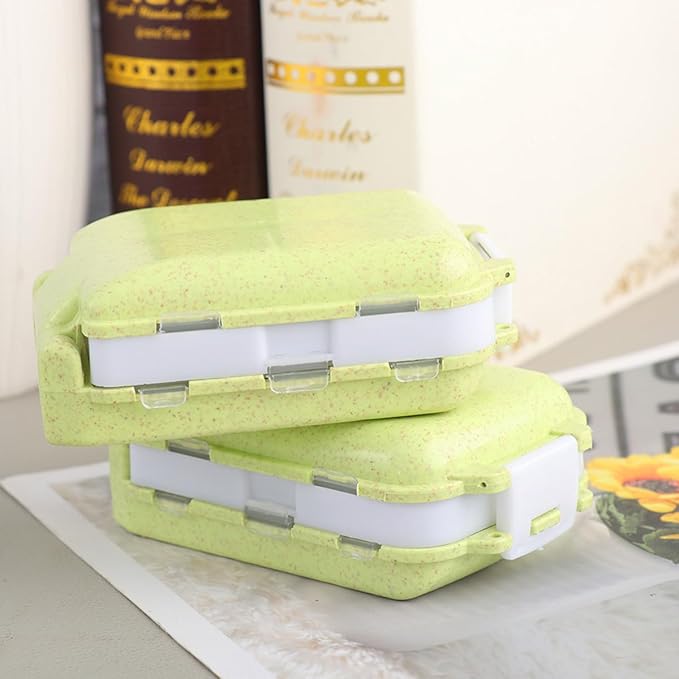 Cabilock Portable Medicine Box 2-Pack Foldable Three-Layer Pill Organizer with 8 Compartments Travel Case for Vitamins Supplements and Small Items