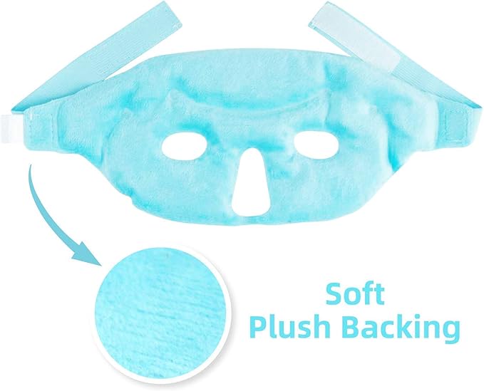 Ice Face/Eye Mask for Woman Man, Heated Warm Cooling Reusable Gel Beads ice Mask with Soft Plush Backing,Hot Cold Therapy for Facial Pain,Sleeping,Swelling,Migraines, Headaches,Stress Relief[Blue]