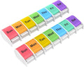 Weekly Pill Organizer 1 Time a Day - 7 Day Pill Box, Pill Holder with Easy Open Button, Daily Pill Cases Organizer, BPA Free Pill Container for Vitamin, Fish Oil (Multi-Color, 2-Pack)