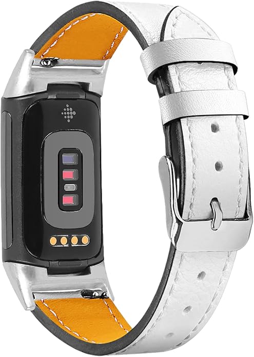 Compatible with Fitbit Charge 5 Leather Bands for Women Men, Feminine Leather Replacement Watch Band Straps Wristbands Bracelet Accessory for Fitbit Charge 5 GPS Tracker
