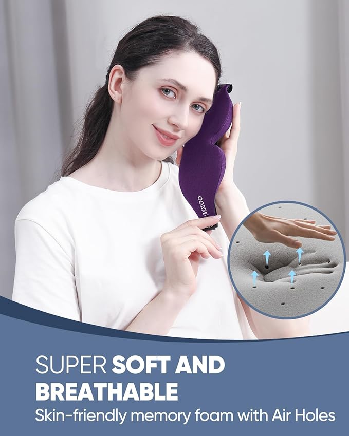 Sleep Eye Mask for Men Women 2 Pack 3D Contoured Cup Sleeping Mask & Blindfold, Concave Molded Night Sleep Mask, Block Out Light, Soft Comfort Eye Shade Cover for Travel Yoga Nap, Purple & Blue