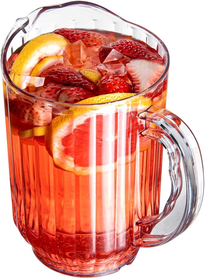 Restaurantware 60 Ounce Beer Pitcher - 1 Count - Chef 101 Durable Restaurant Pitcher - Hard Plastic, Serve Soda, Lemonade, Juice, Or Sangria, Clear Plastic Water Glass, For Bars, Parties, Or Homes,
