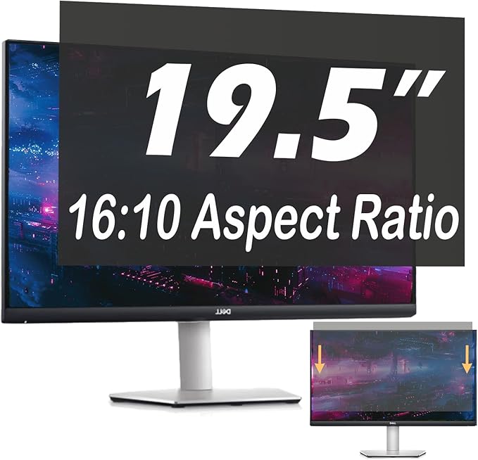 19.5 Inch Privacy Screen for Computer Monitor, 16:10 Anti-Spy Filter for Laptop & PC Display, Blue Light Blocking Anti-Glare Reversible Protector Film, Easy Slide-Mount Installation (19.5 Inch Widescreen(16:10))