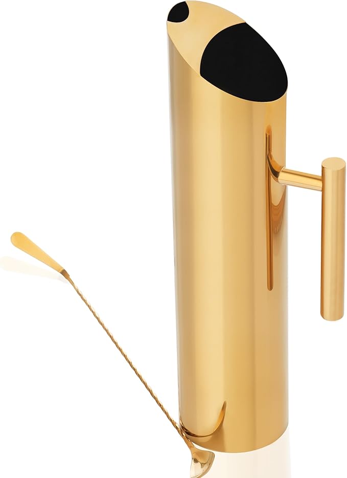Generic Soluna HM Stainless Steel Chrome Gold Pitcher with Handle, PT-CR-4CU-GLD-2
