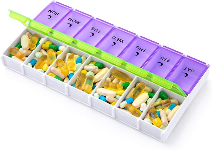 DANYING Extra Large Pill Organizer 2 Times a Day, XL Weekly Pill Box, AM PM Pill Case, Pill Container 7 Day, Vitamin Case Twice a Day