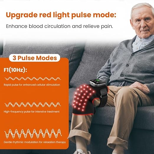 Red Light Therapy Knee Brace with Heated & Vibration Massager - 660nm/850nm Near Infrared Light Therapy Device for Women Men, 5000mAh Rechargeable, Adjustable for Knee/Elbow/Shoulder