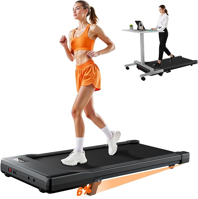 MJWW Walking Pad with Incline, 6% Manual Incline Under Desk Treadmill 3-in-1 for Home Office, Walking Pad Treadmill with 2.5HP Quiet, LED Display & 300LB Capacity