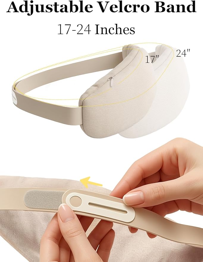 Heated Eye Mask, Cordless Warm Eye Compress for Dry Eyes, Birthday Christmas Gifts for Women Men, Washable Eye Heating Pad for Travel, Eye Relief, Improved Sleep (Khaki)