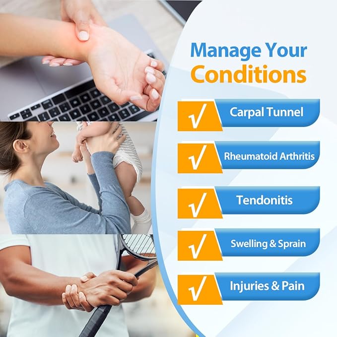 Wrist Ice Pack for Carpal Tunnel, Reusable Hot Cold Therapy Hand Ice Pack Wrap Wrist Ice Brace for Hand Surgery, Rheumatoid, Tendinitis, Swelling, Injuries, Pain Relief