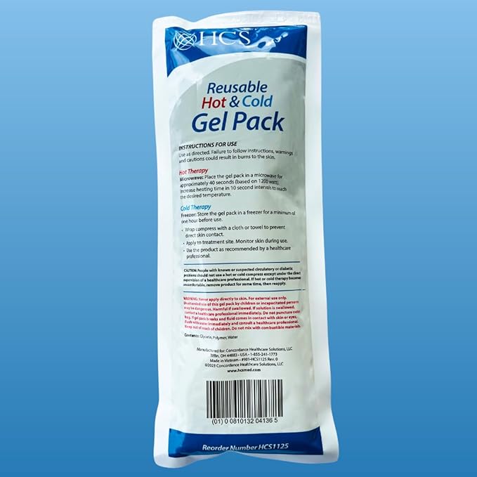 HCS Bulk Gel Ice Packs for Injuries, Reusable - Hot and Cold Pack for Pain Relief - Soft, Flexible Ice Pack, Reusable Gel Packs - Body Heat/Cold Compress - Freezer, Microwavable, 4x10in (24Pk)