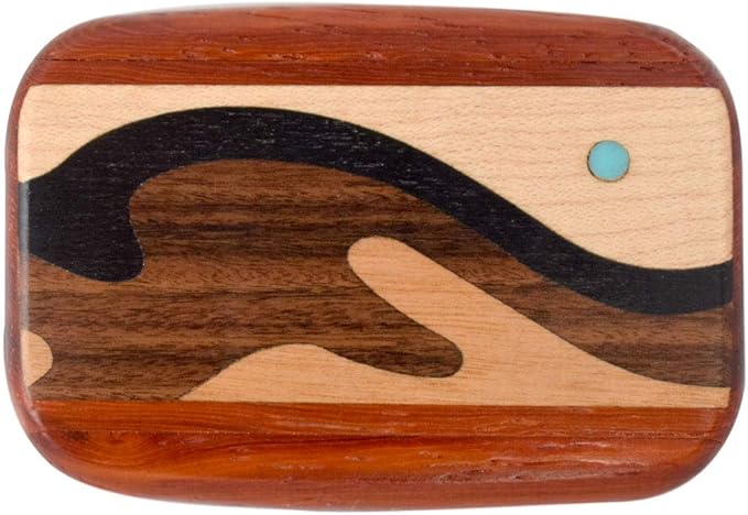 Modern Artisans American Made Pocket-Sized Pill Box (Standard Size) - Padauk Wood with Inlaid Wave Design