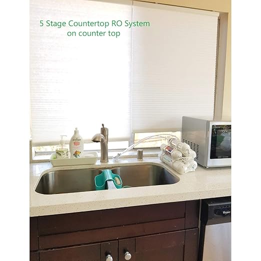 Mineral 5-Stage Countertop MyWaterClub Reverse Osmosis Water Purification System, 100 GPD Membrane, with Post re-Mineralization Filter. Dual Connection: Faucet and Garden/Laundry Hose Adapter