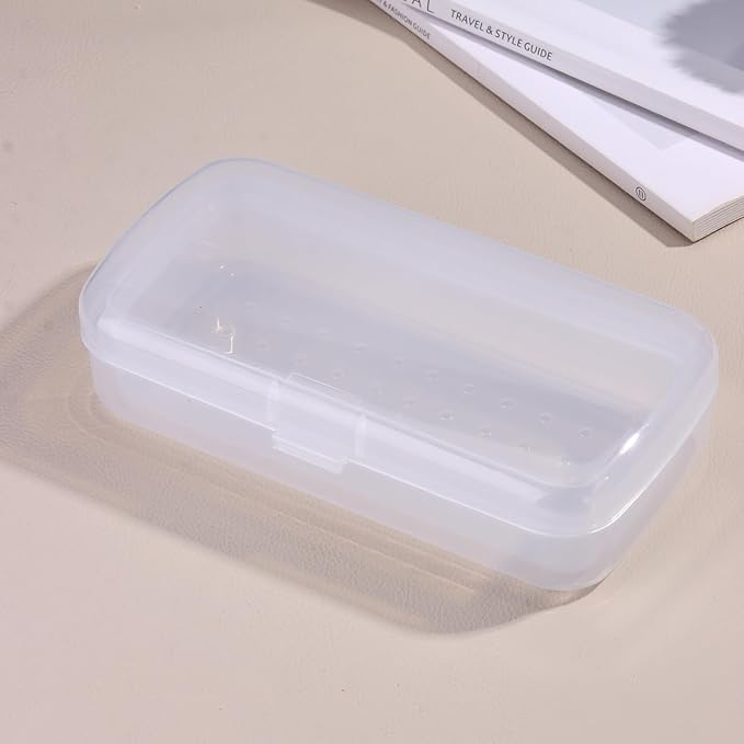 Nail Tool Sterilizer Box Plastic Sterilization Tray for Nail Art Accessories Tools, Disinfectant Container Soaking Box with Strainer Pedicure Manicure Cleaning Equipment, Clear