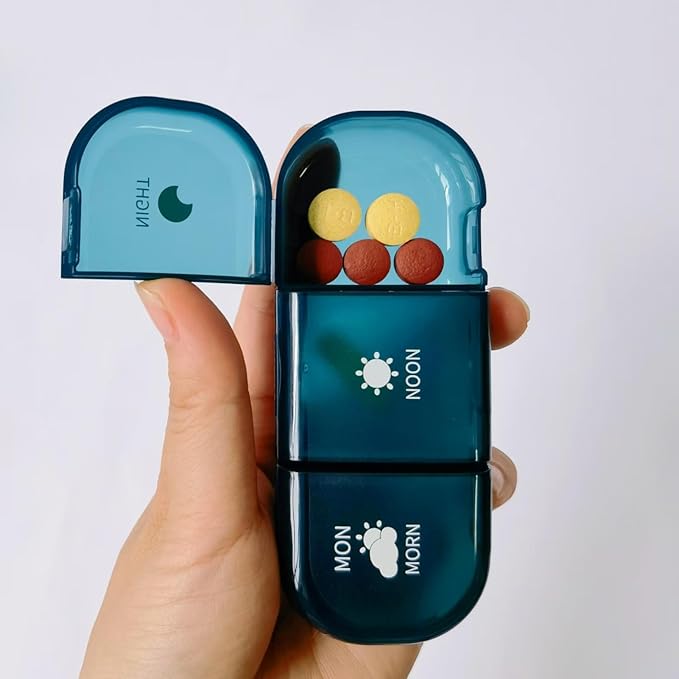 7 Day Weekly Pill Organizer - 3 Times a Day, Waterproof Travel Pill Box for Vitamins & Fish Oil