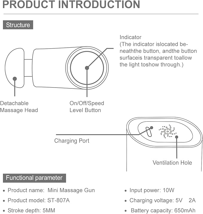 Portable Mini Massage Gun, Percussion Deep Tissues Muscle Massager, Compact Sports Travel Massage Gun, Portable Handheld Massager for Home, Gym, Office, Outdoors