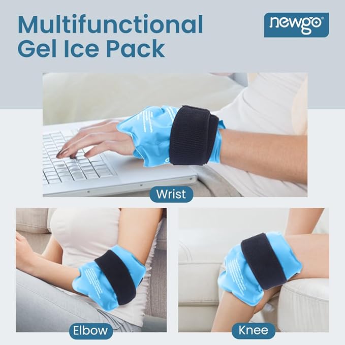 NEWGO Ankle Ice Pack Wrap for Sprained Relief, Ice Pack for Ankle Inuries Reusable, Cold Therapy for Ankles Swelling, Post Surgery Recovery - Light Blue