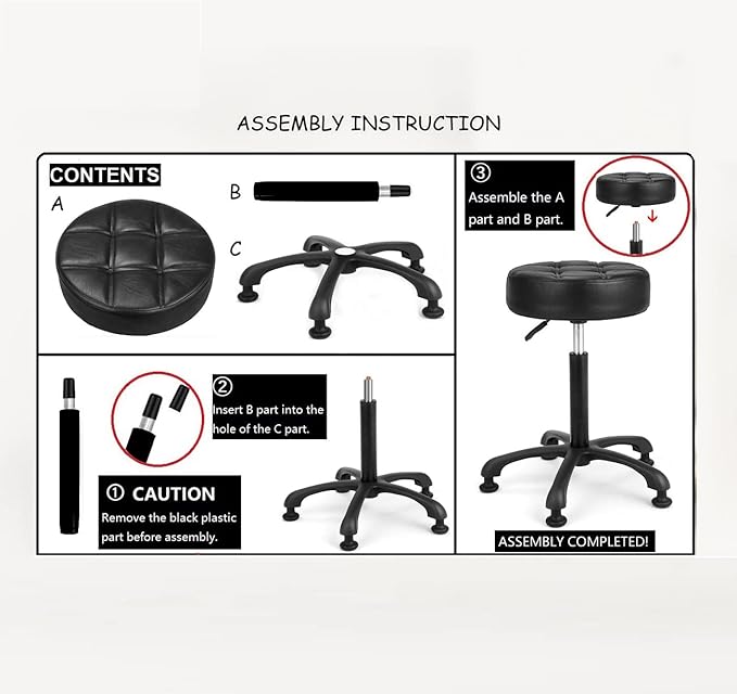 Height Adjustable Heavy Duty Stools Salon Stool Chair with Bell Glides for Home Bar Kitchen Office Shop Tattoo Lash Tech Pedicure (Grey with Bell Glides, Height 22 to 30 in)