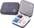 Portable Pill Organizer - Slim Pill Box for Purse or Travel, Compact Pill Case(4+6 Compartment,Gray)