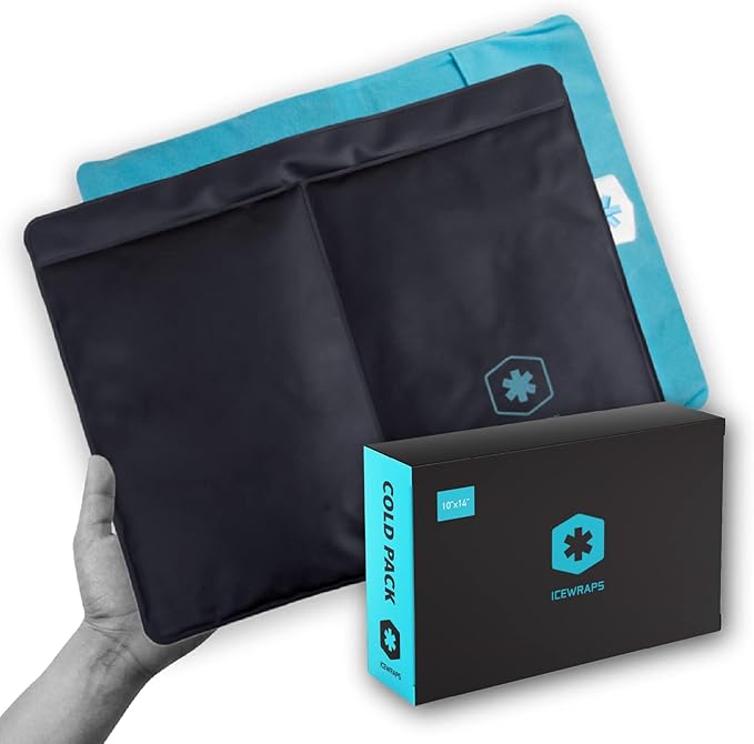 ICEWRAPS Reusable Ice Pack with Soft Fabric Cover and Ice Pack Cover for 10"x14" - Clay Ice Pack for Injuries - Reusable - Cold Pack Sleeve Keeps Pack Clean and Skin Protected, Reusable, Washable