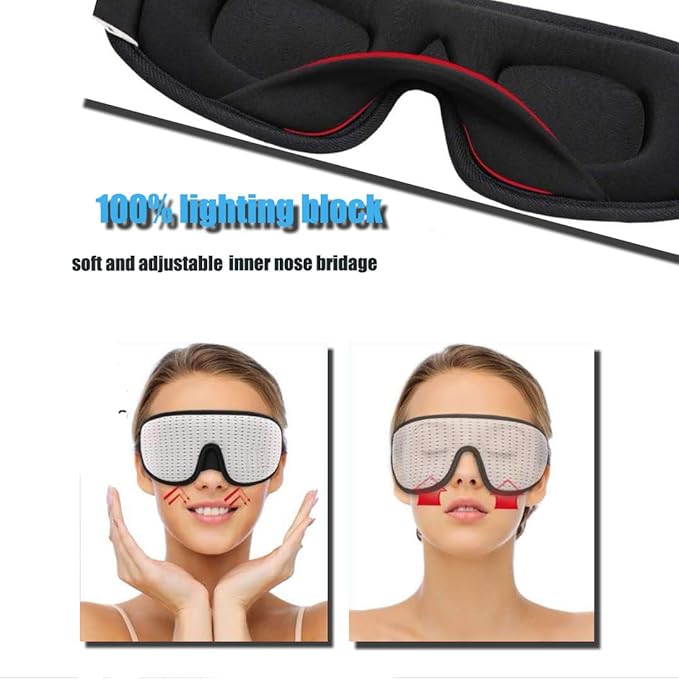 LEEKEN 3D Sleeping Eye Mask - 100% Lights Blockout Sleep Mask for Men Women, Cool Sports Fabric Eye Cover for Travel/Nap/Night Sleeping,Comfortable and Breathable