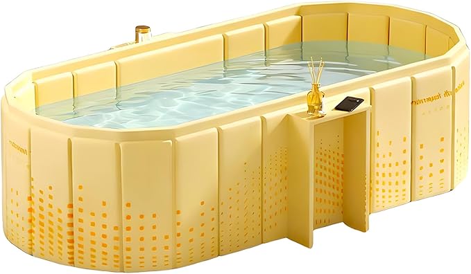 Portable Bathtub for Adult 47" Large Collapsible Cold Plunge Bathtub Foldable No Installation Ice Bath Tub for Shower Stall, Bathroom Hot SPA Soaking Standing Tub