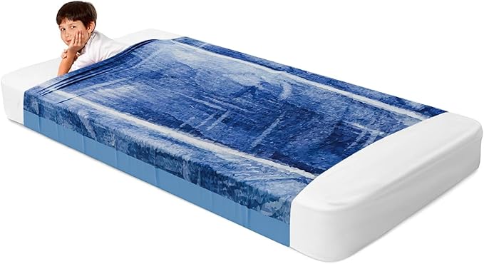 Deep Pressure Sensory Bed Sheet – Twin Sensory Compression Sheet Breathable Sleep Pod Blanket for Better Sleep Support – Calming Compression Blankets for Kids and Adults Classic Denim