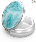 Pill Box 3 Compartment Small Pill Case,Portable for Pocket or Purse Pill Organizer Pill Container Holder to Hold Vitamins, Medication, Fish Oil and Supplements(Green Marble)