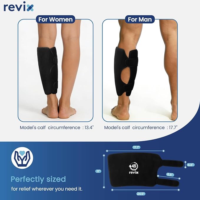 REVIX Calf Ice Packs for Shin Splints Relief, 45-Min Long Lasting Ice Packs for Injuries Reusable with Ice Grid Design, Cold Therapy Compression Sleeves for Soothing Leg & Arm Discomfort, 2 Packs