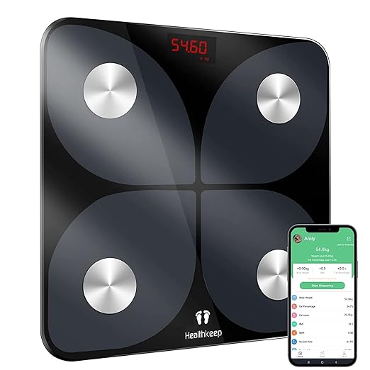 Body Fat Scale, Smart Bathroom Weight Scale, BMI Body Composition Monitor, High Precision Health Analyzer with Smartphone App for Fitness Tracking 400 lbs/180 kg